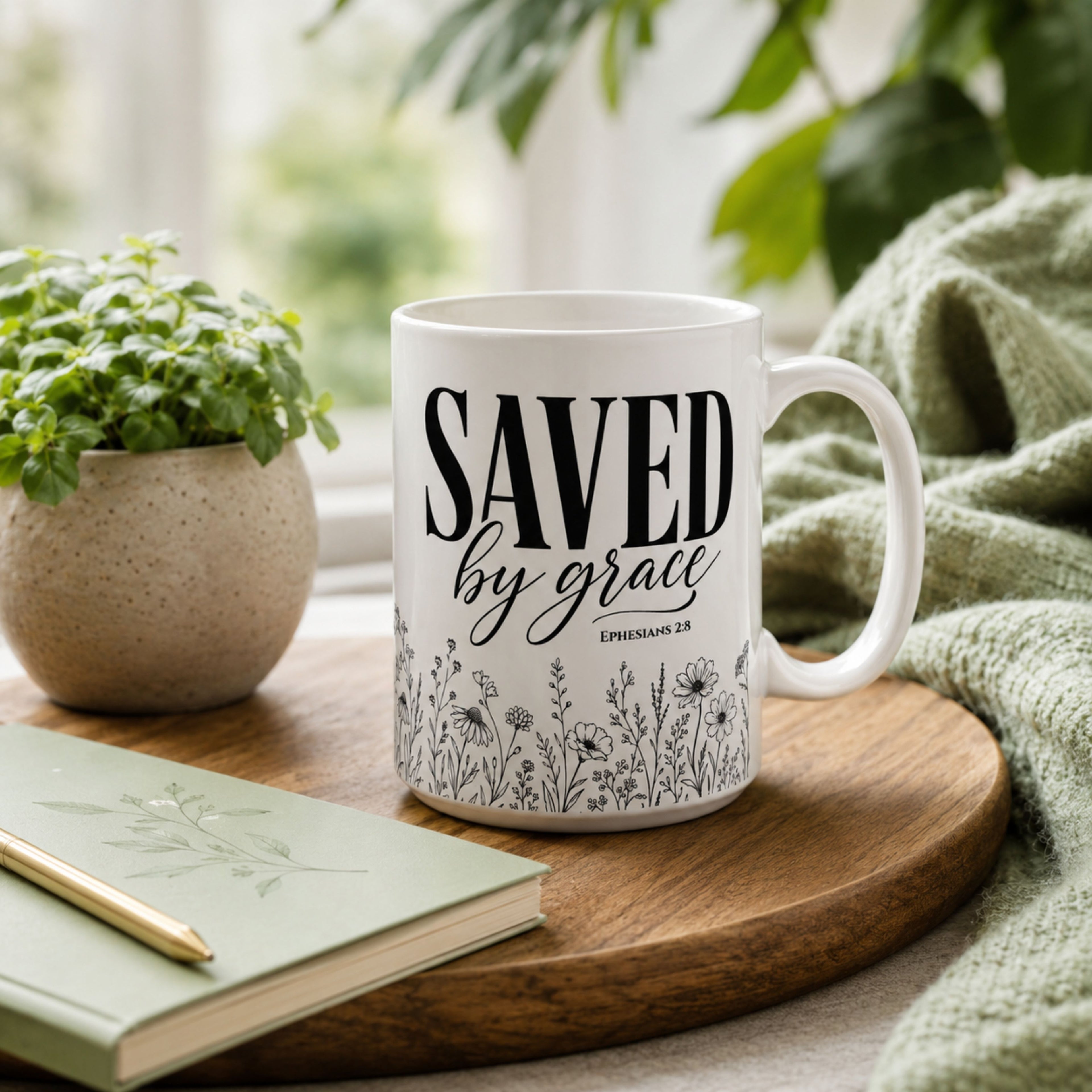 Saved by Grace (Ephesians 2:8) — Inspirational Mug