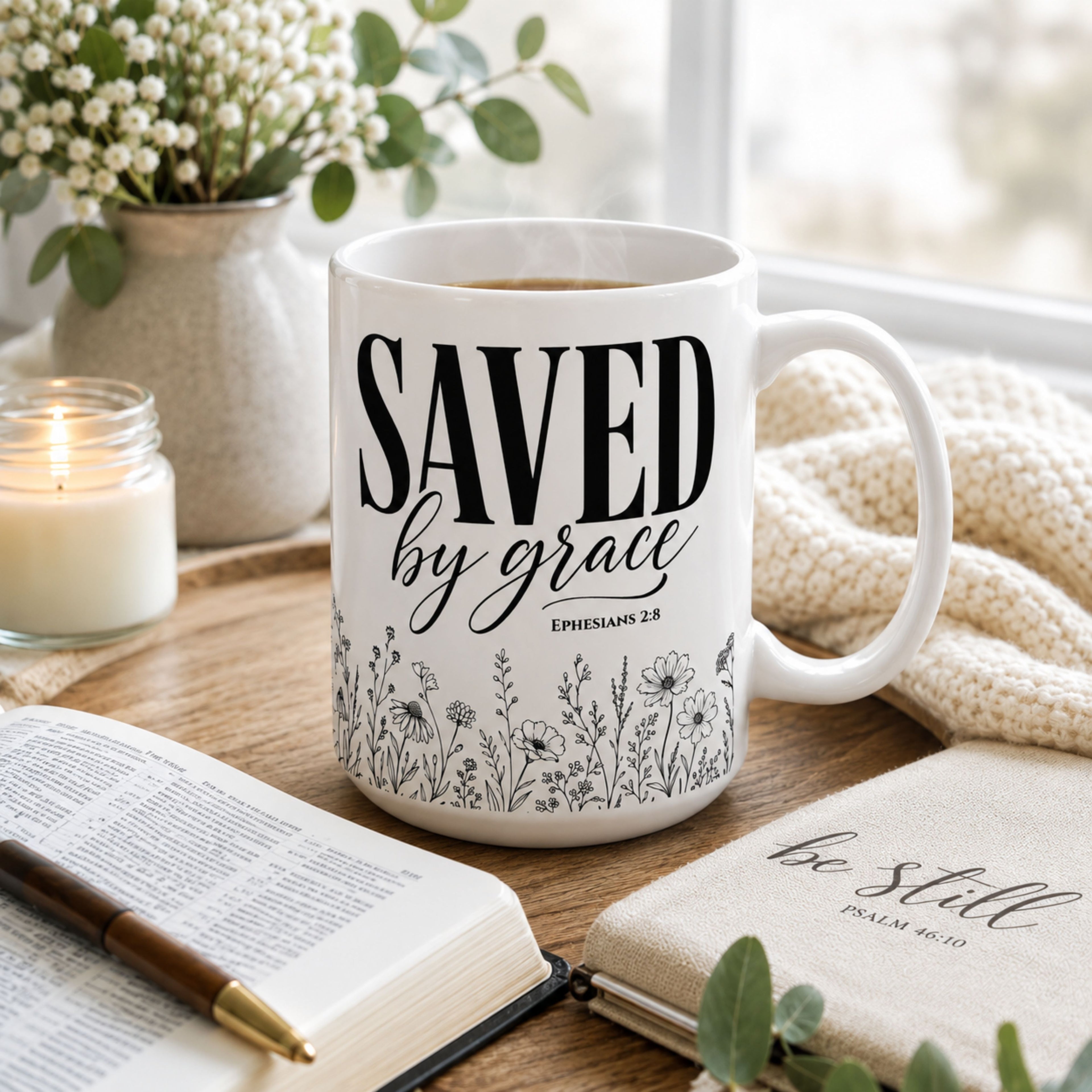 Saved by Grace (Ephesians 2:8) — Inspirational Mug