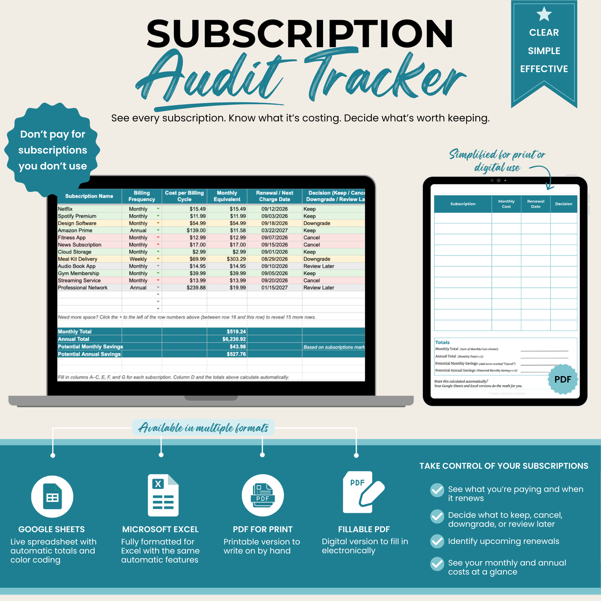 Subscription Audit Tracker
