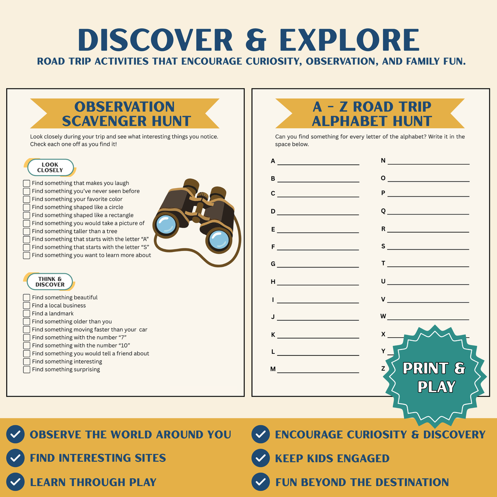 Road Trip Activity Pack for Kids — 30-Page Printable Travel Bundle (Ages 4–12)