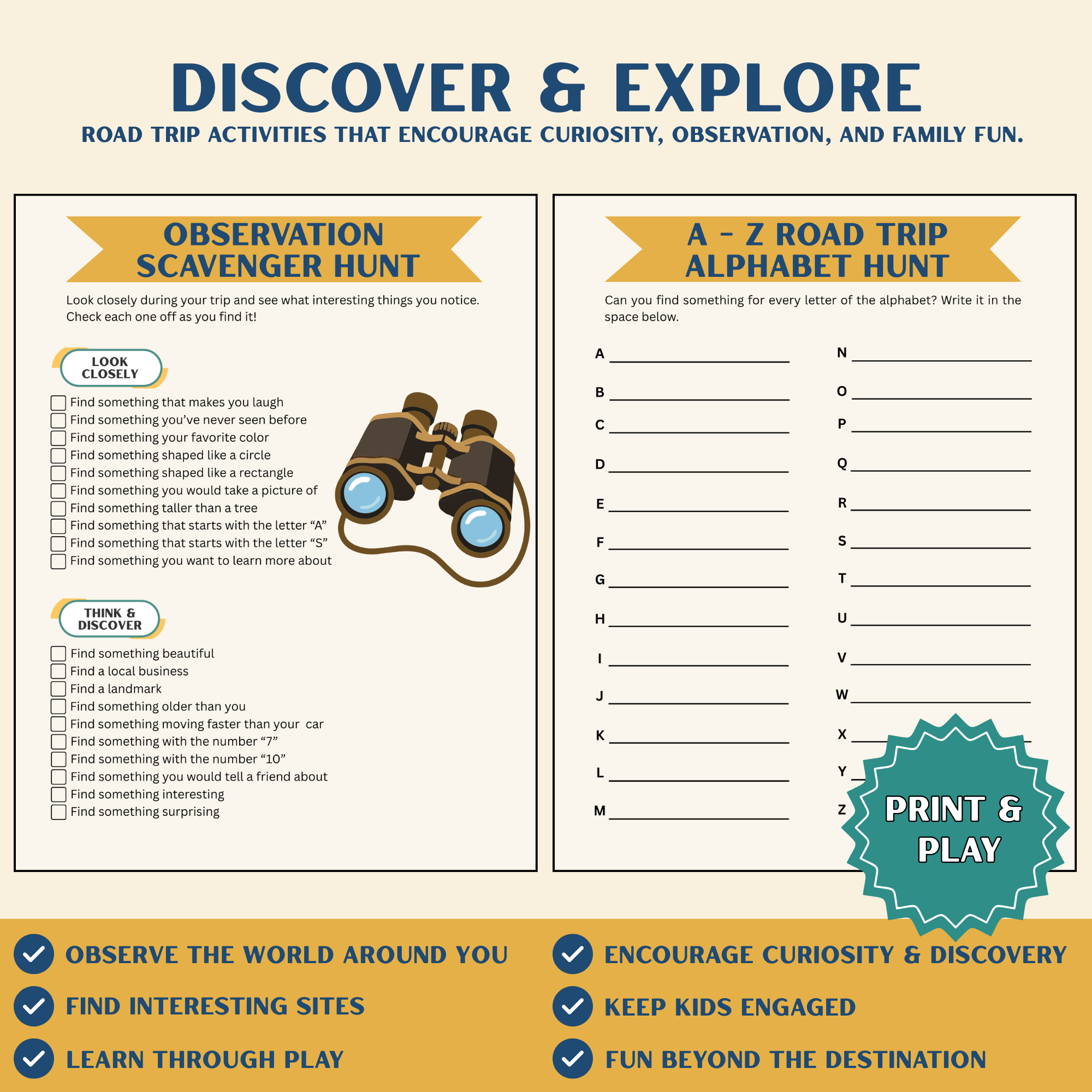 Road Trip Activity Pack for Kids — 30-Page Printable Travel Bundle (Ages 4–12)