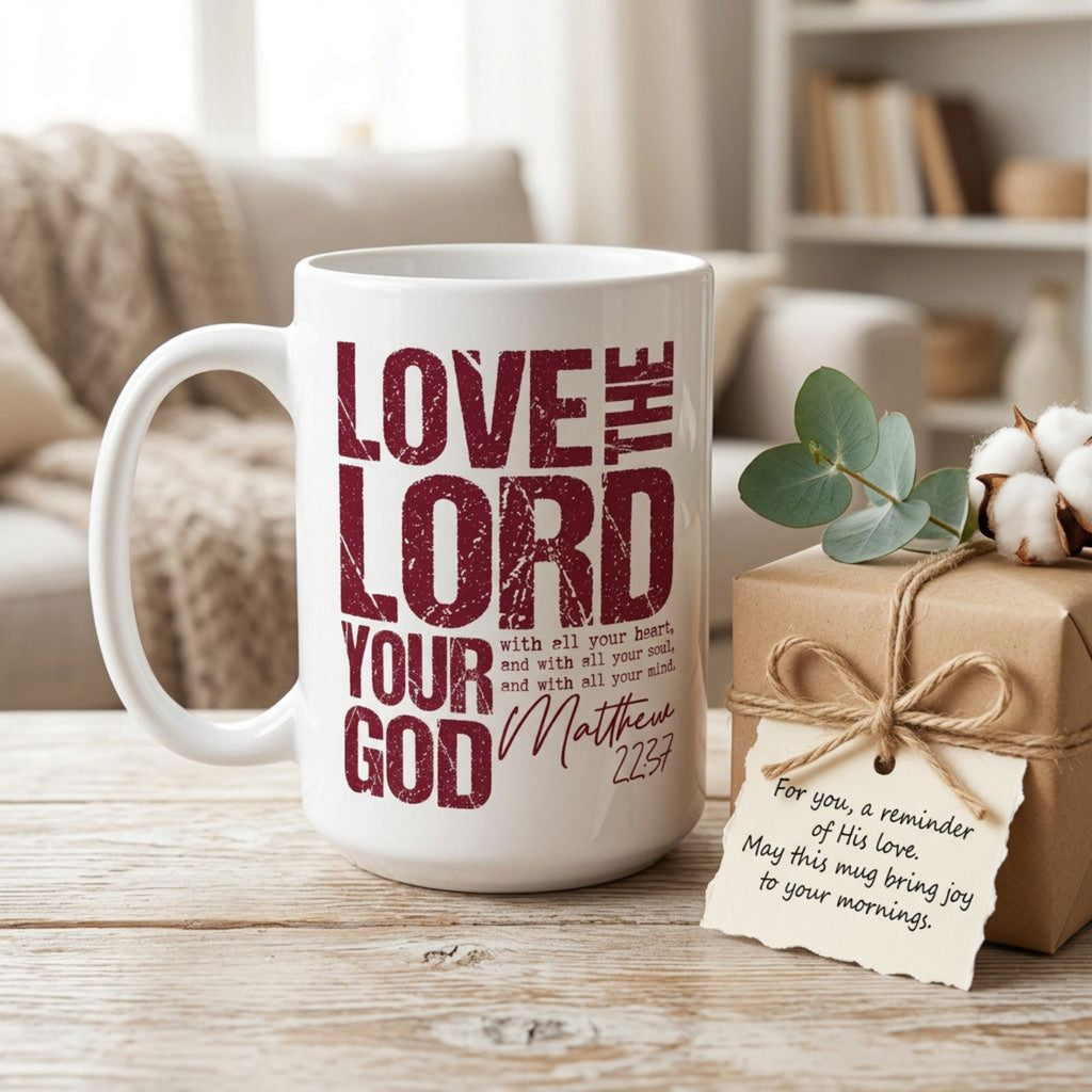 Love the Lord Your God – Mug (White/Burgundy)