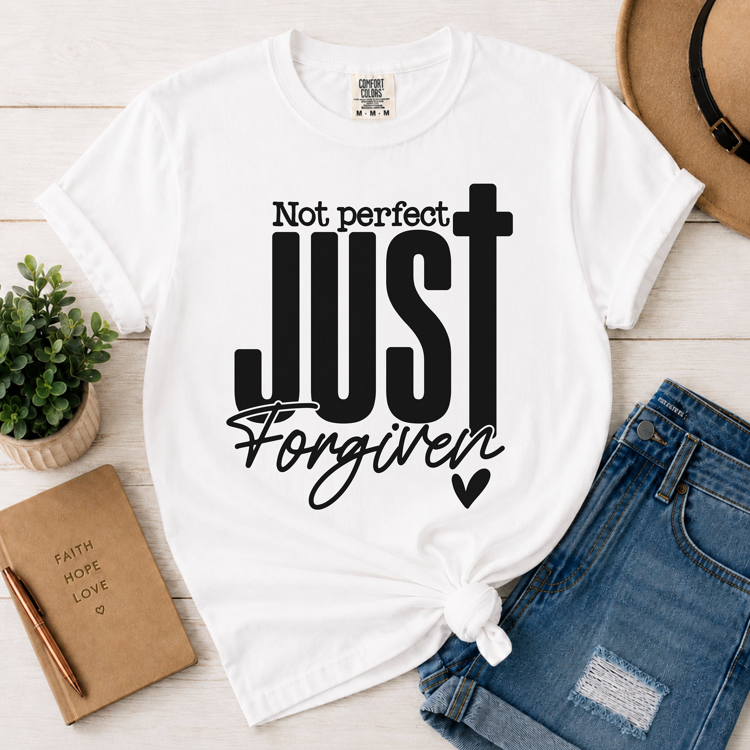 Not Perfect Just Forgiven – Christian Grace Tee for Women