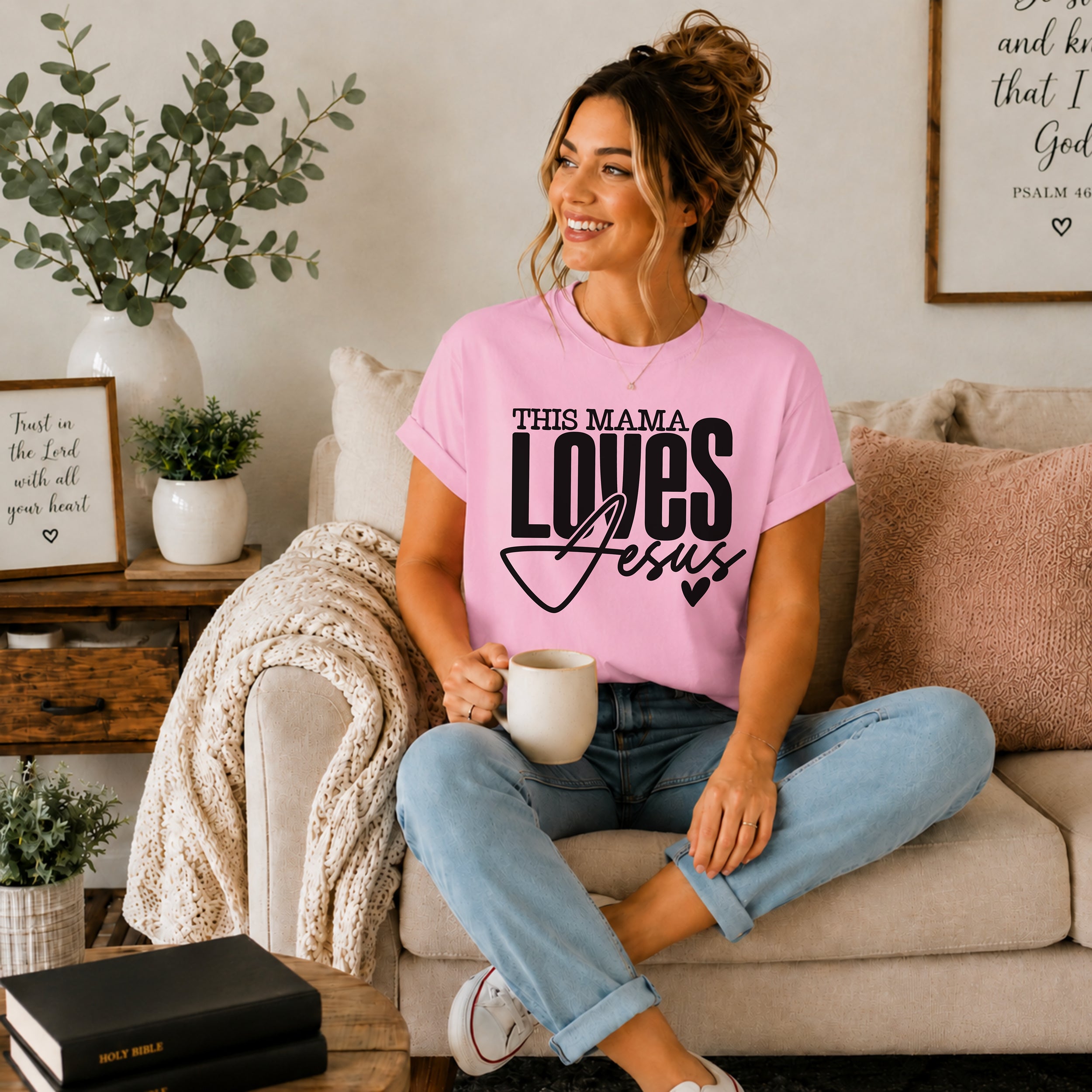 This Mama Loves Jesus – Christian Faith Tee