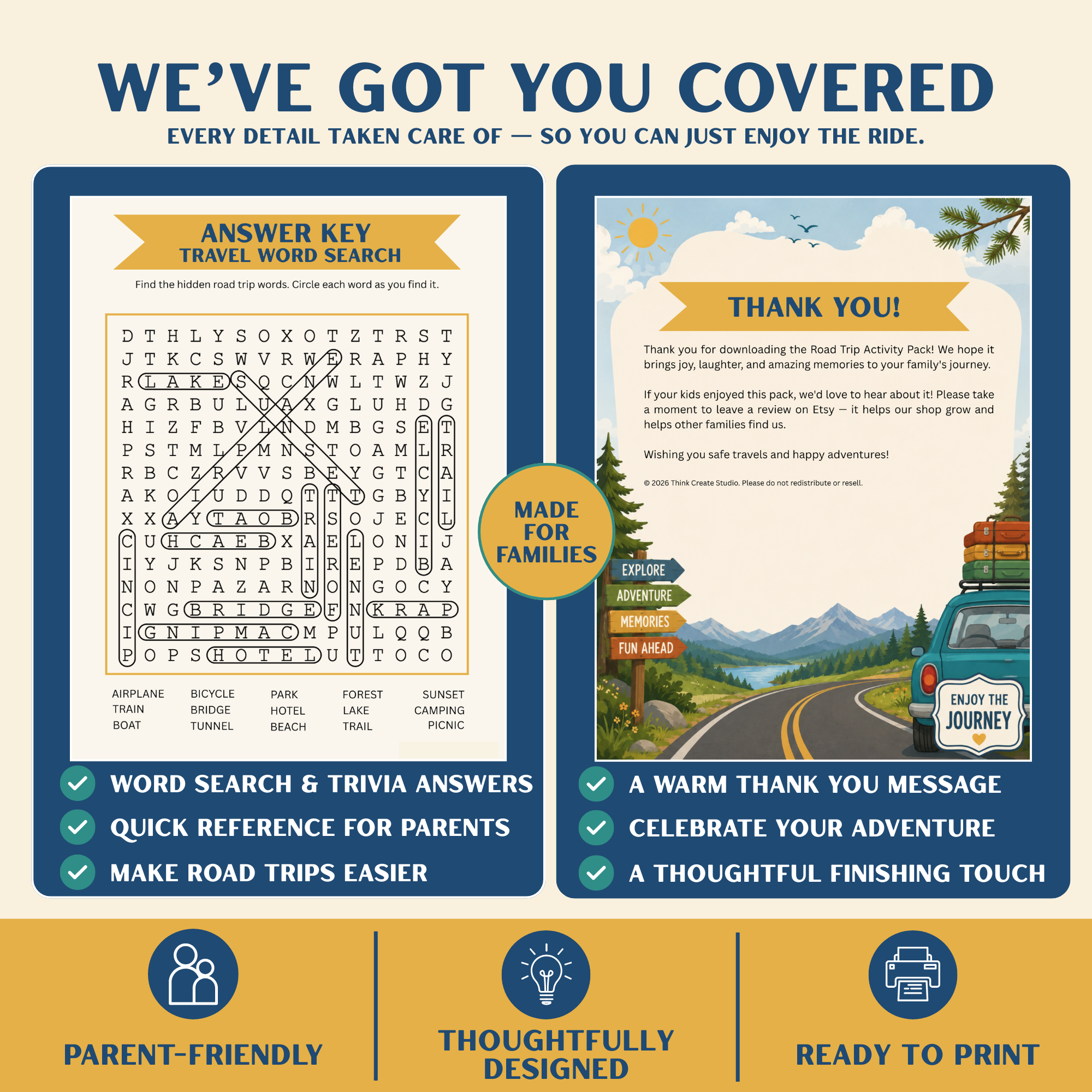 Road Trip Activity Pack for Kids — 30-Page Printable Travel Bundle (Ages 4–12)